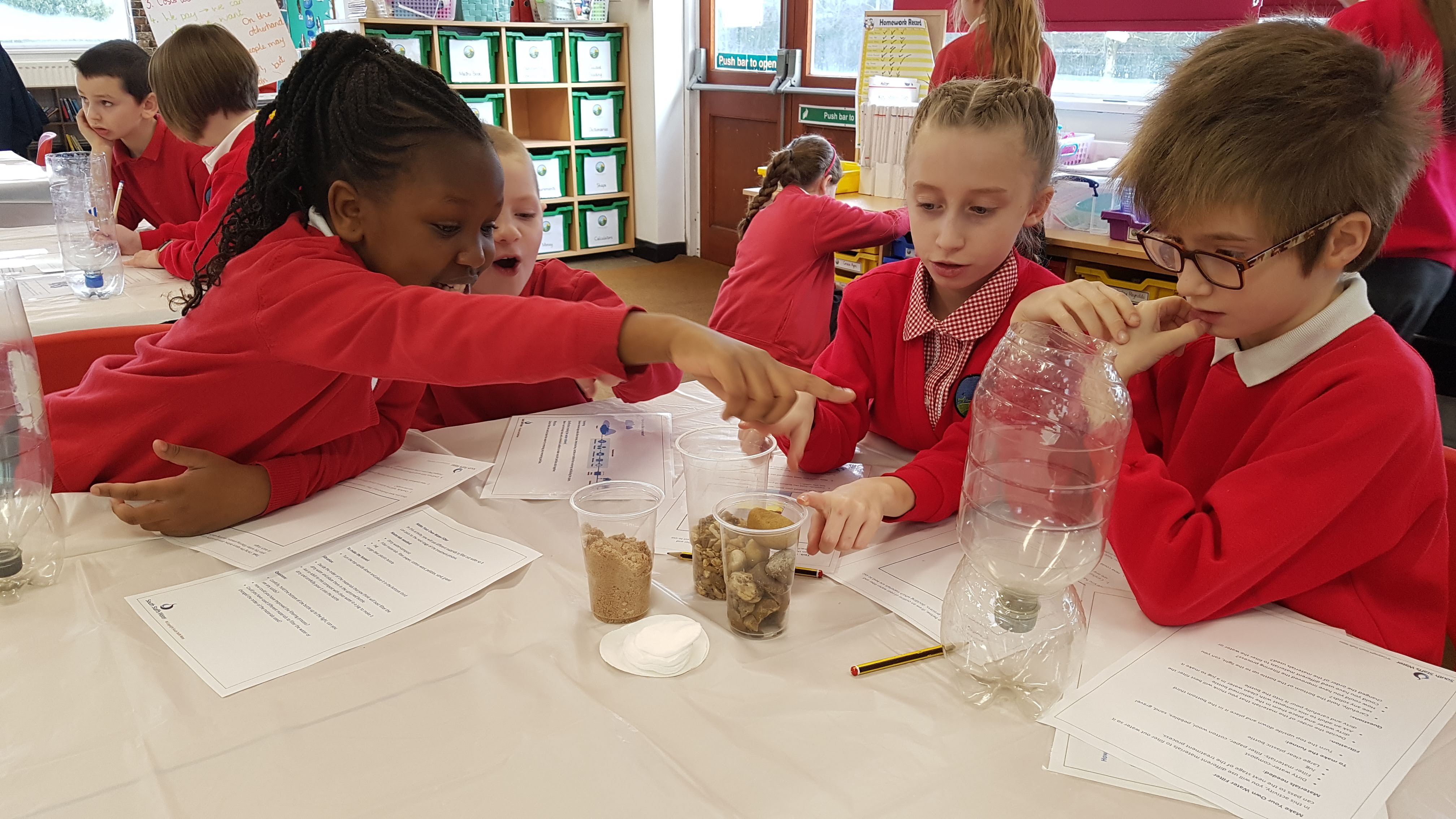 image of schoolchildren making a water filter