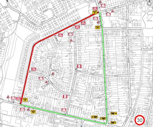 Plan of the traffic diversions