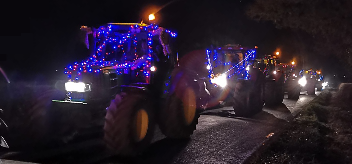 Photo of a festive tractor run