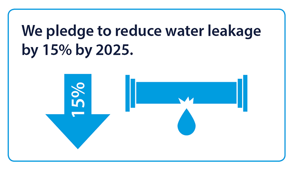 Graphic stating "we pledge to reduce leakage by 15%"