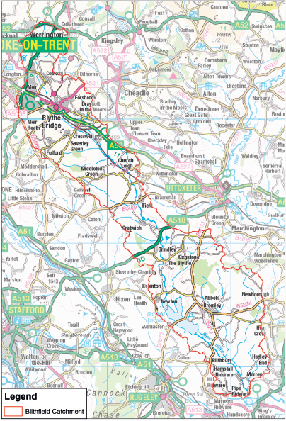 map of Blithe catchment area