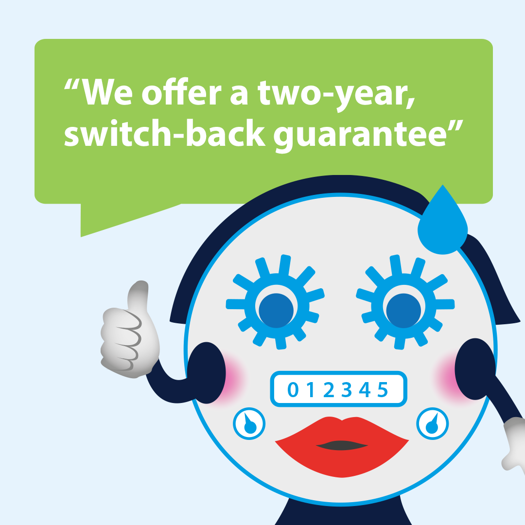 Graphic stating "we offer a two-year, switch-back guarantee"