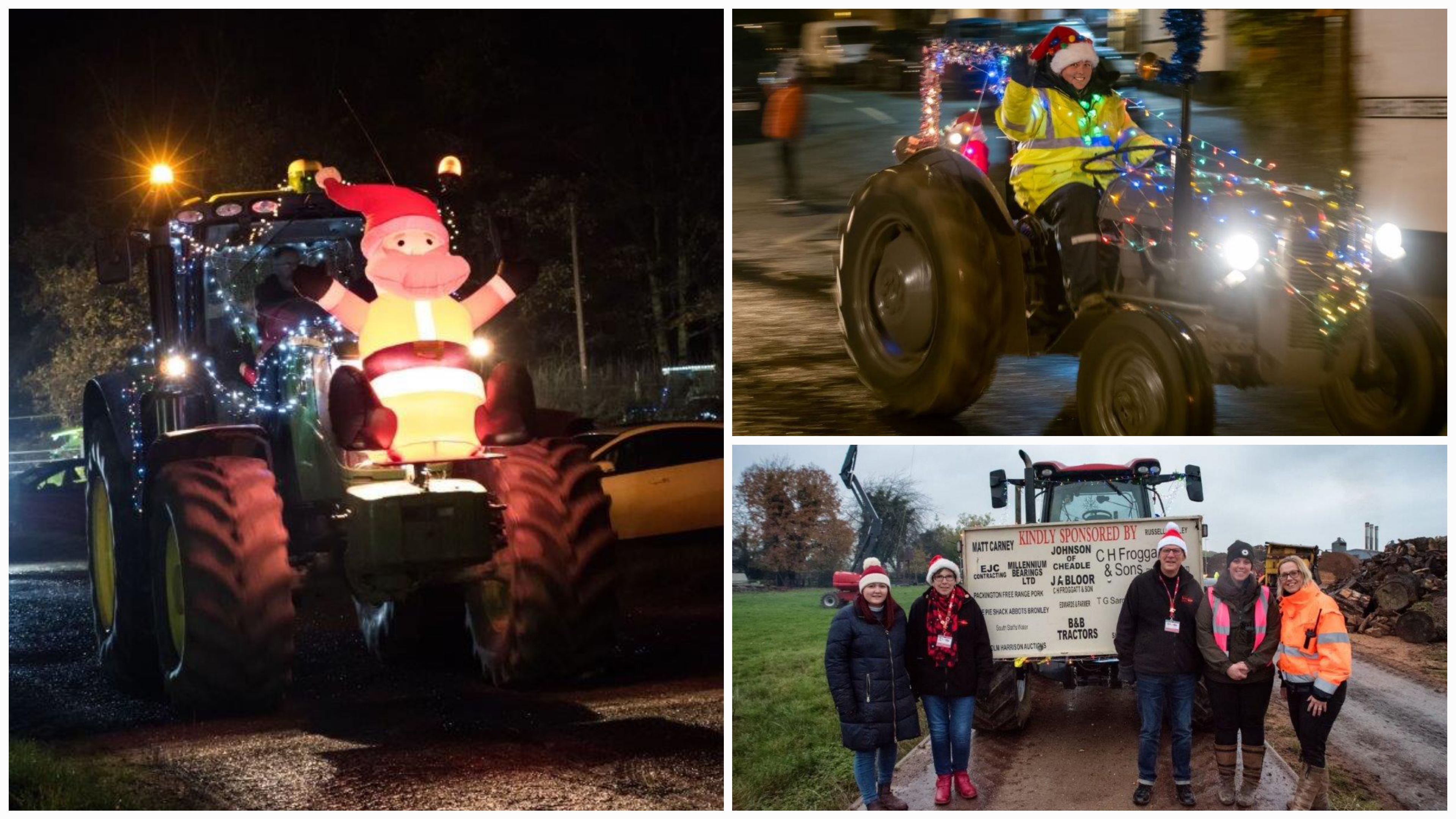 Photo collage of three tractors