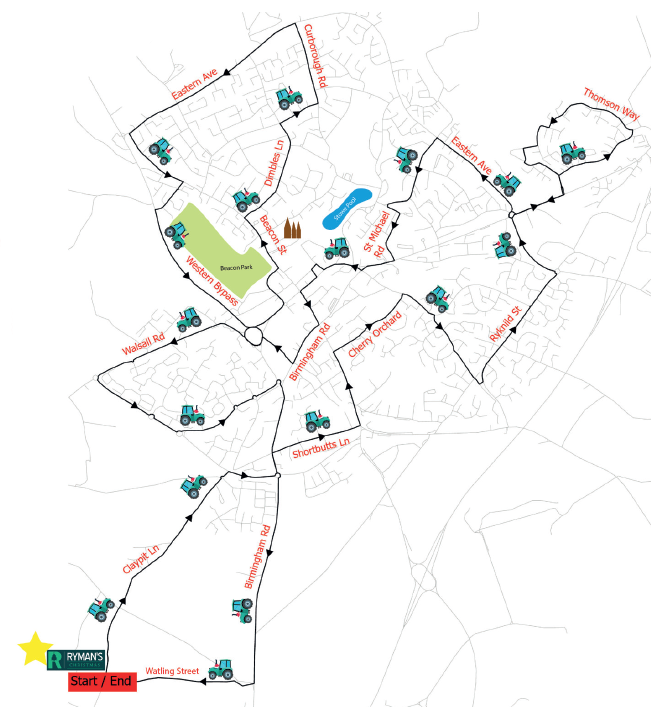 Map for the Christmas Charity Tractor Run 2024