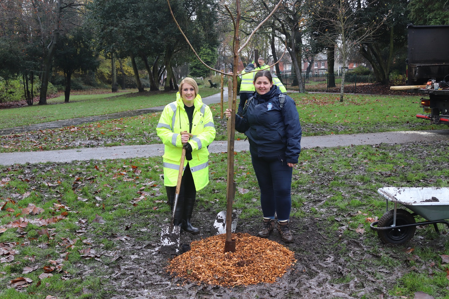 Photo of our team with the new tree